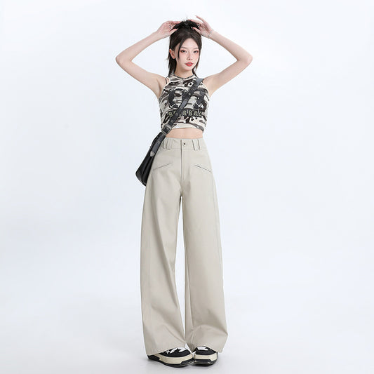 Urban Sleek Wide-Leg Trousers – Minimalist Street Edge Fashion Personality Wide-leg Casual Pants Women