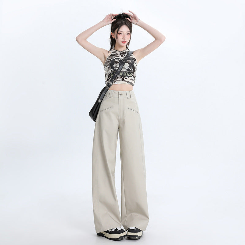 Urban Sleek Wide-Leg Trousers – Minimalist Street Edge Fashion Personality Wide-leg Casual Pants Women