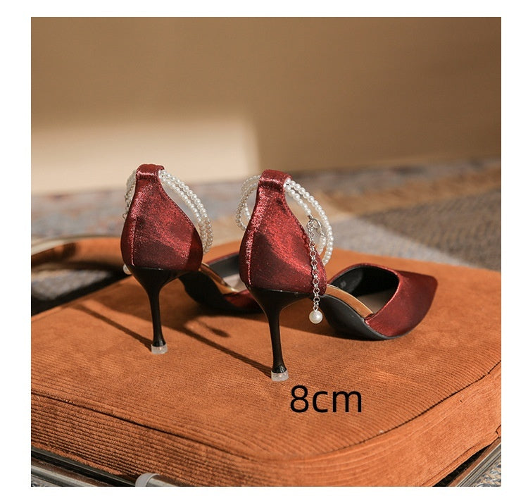 Pearl Ankle Strap Heels – Elegant 6cm & 8cm Heels for Parties & Occasions