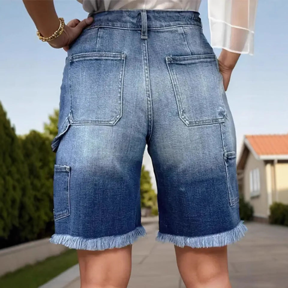 American Style Women's Heavy Industry Wash Straight All-matching Slim Jeans