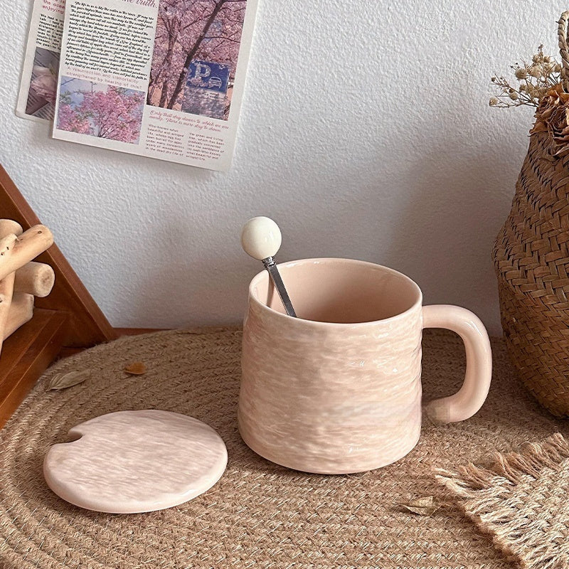 Textured Ceramic Mug & Spoon Gift Set with Bag Rock Textured Ceramic Coffee Niche Mug