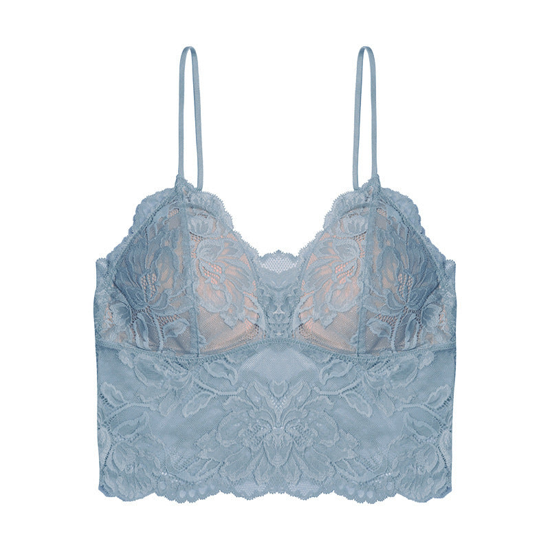 Stylish Sheer Lace Crop Top Bra for Layering French Underwear Lace Bra Women