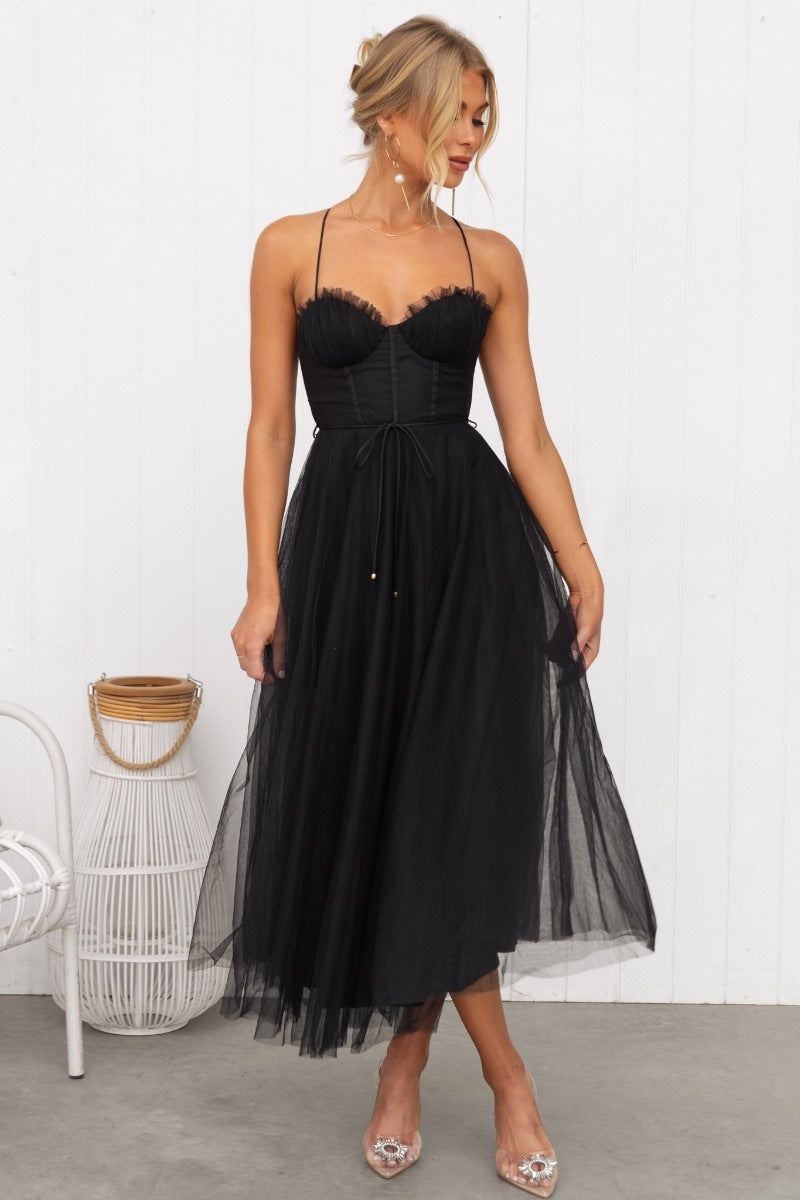 Temperament Camisole Mesh Party Evening Dress For Women's