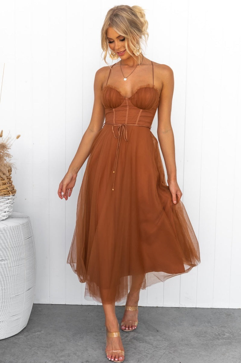 Temperament Camisole Mesh Party Evening Dress For Women's