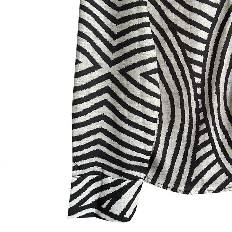 Striped Long Sleeve Shirt - Button-Up Casual Loose Fit Blouse, Spring & Fall Relaxed Top