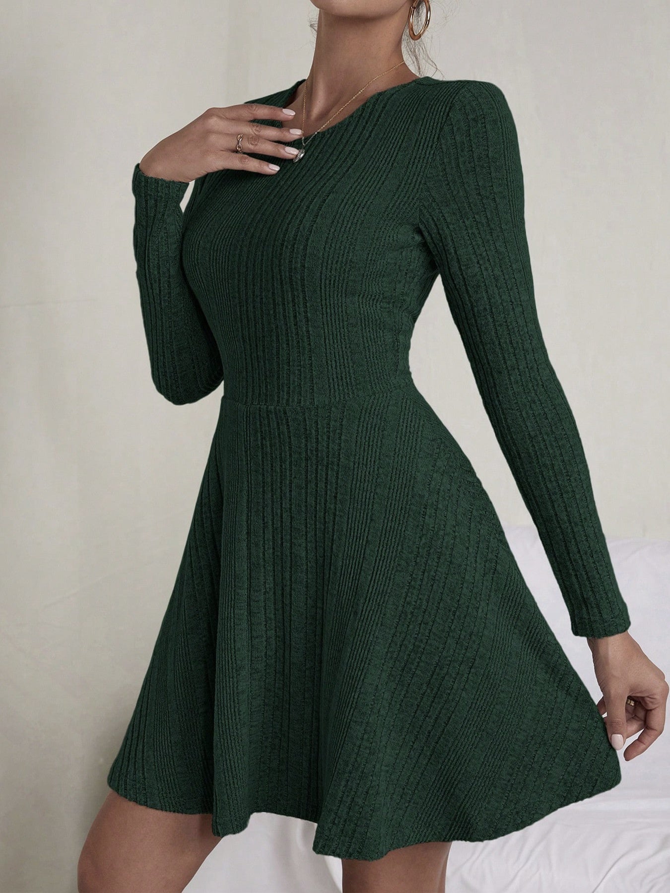 Elegant Rib Knitted Skirt Solid Color For Women's