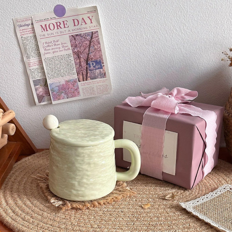 Textured Ceramic Mug & Spoon Gift Set with Bag Rock Textured Ceramic Coffee Niche Mug