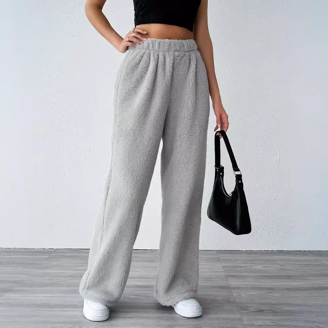 Autumn And Winter Solid Color Fashion Plush Casual Pants