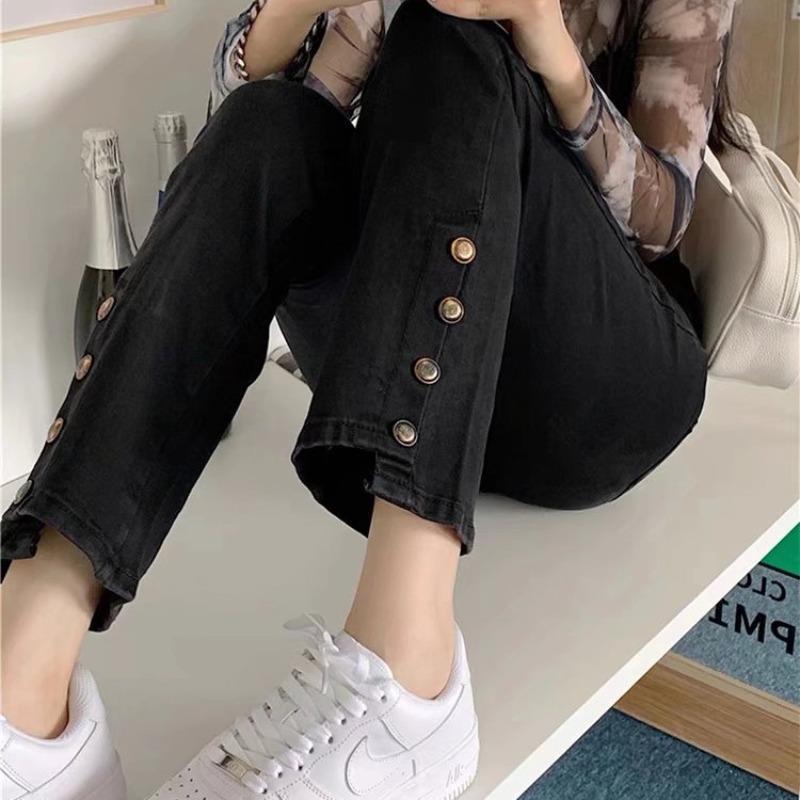 Side Button Slim Jeans – Chic, Modern, and Effortlessly Cool High Waist Slimming Retro Jeans For Women