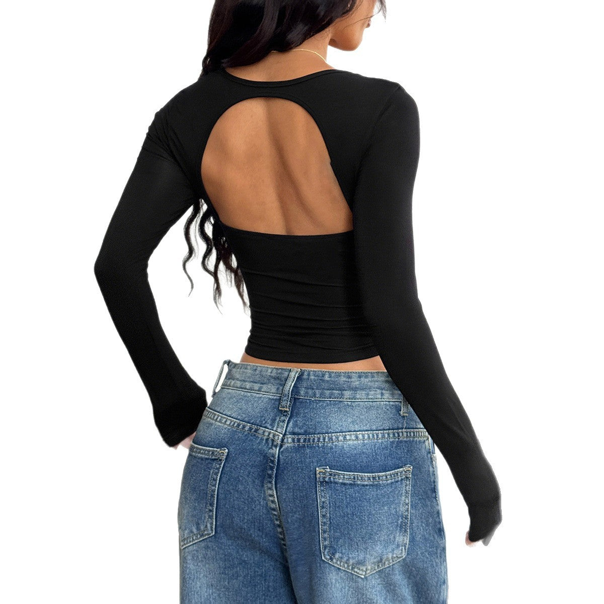 Solid Color Long-sleeved Bottoming Shirt T-shirt Top For Women's