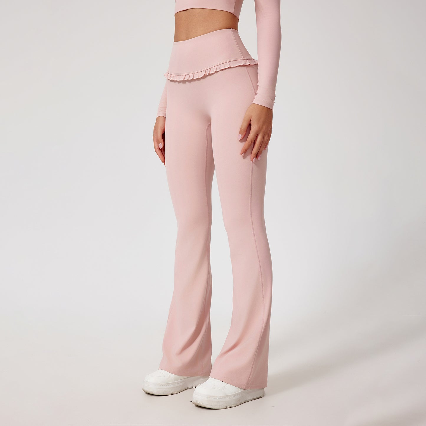 Flare & Flex Ruffle Pants – Sweet Details, Fierce Comfort High Waist Hip Lift Lace Nude Feel Yoga Pants Running Fitness