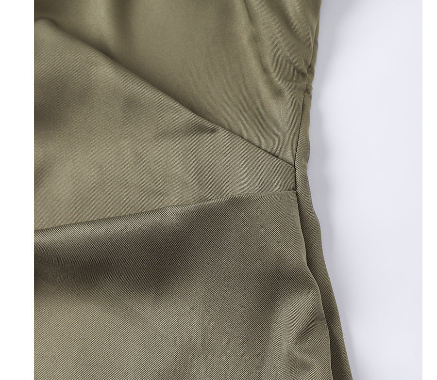 Oblique One-shoulder Silk Twill Texture Slim Dress For Women's