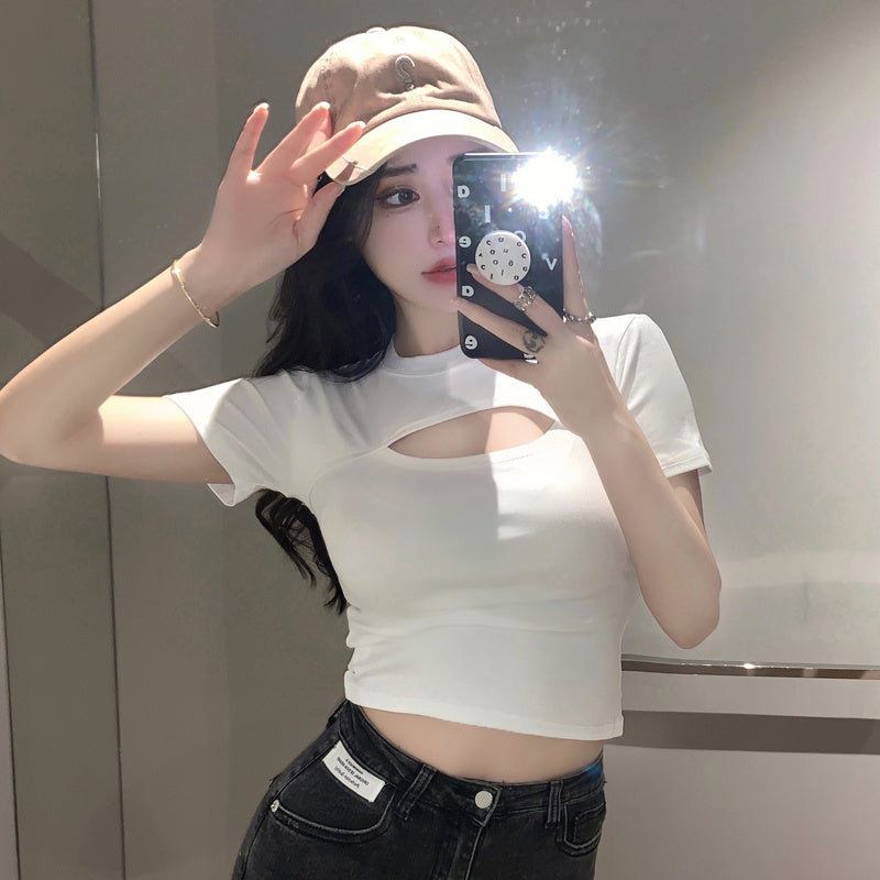 Stylish Cutout Bodycon Crop Top Women's T-shirts