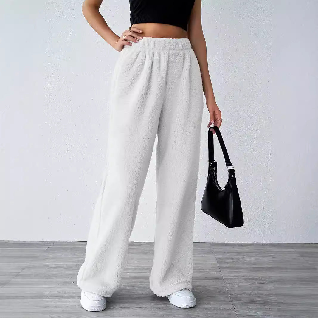 Autumn And Winter Solid Color Fashion Plush Casual Pants