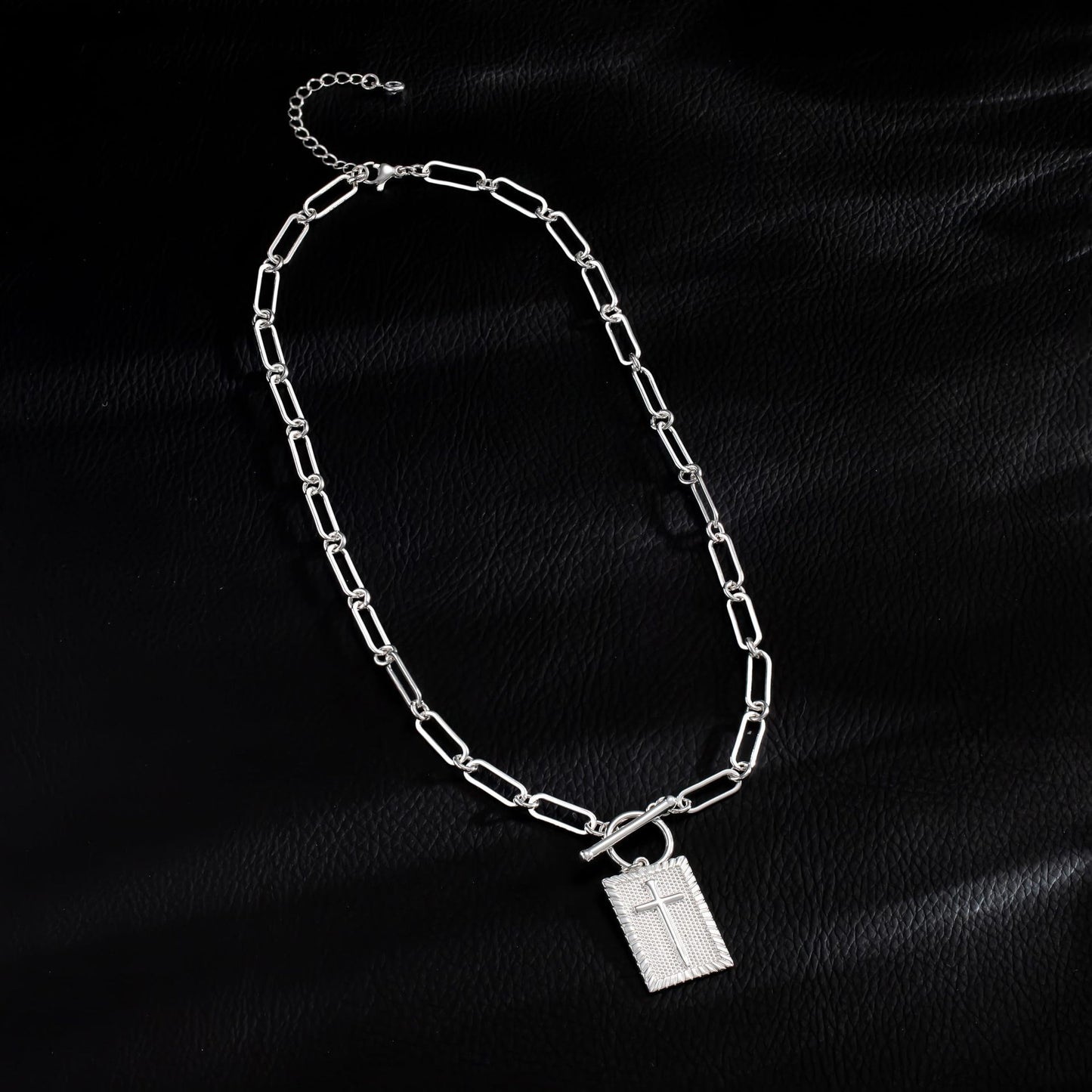Golden Clip OT Buckle Cross Tag Stainless Steel Chain Necklace