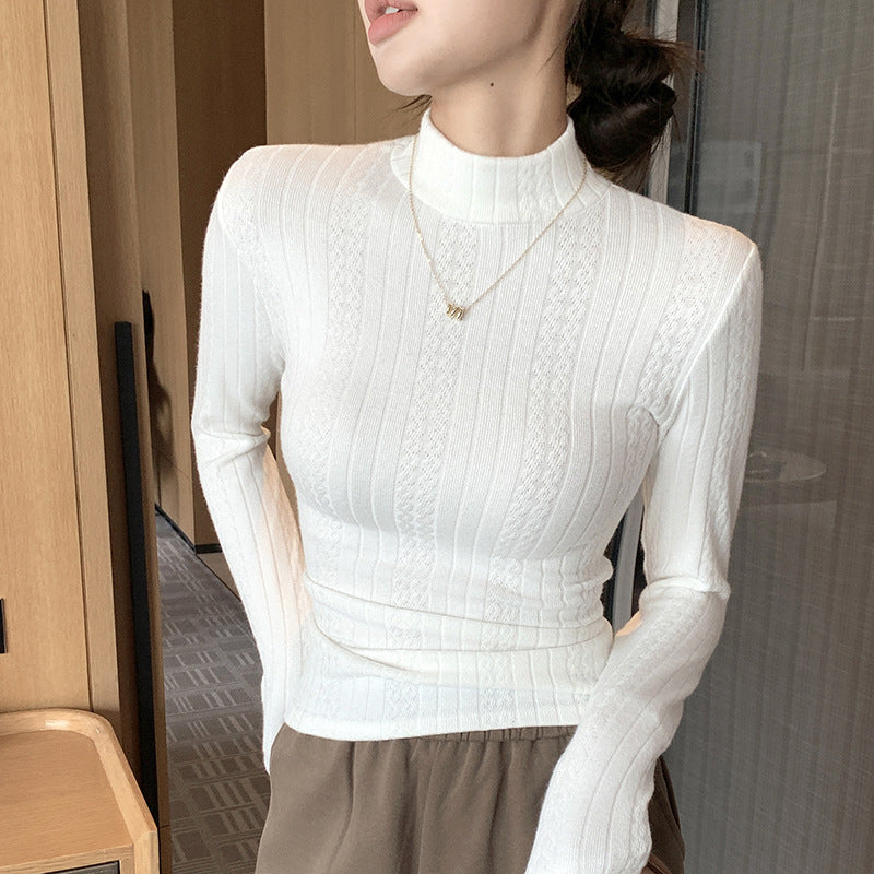Knitwear Bottoming T-Shirt Women's Autumn And Winter Western Style Inner Wear Half Turtleneck