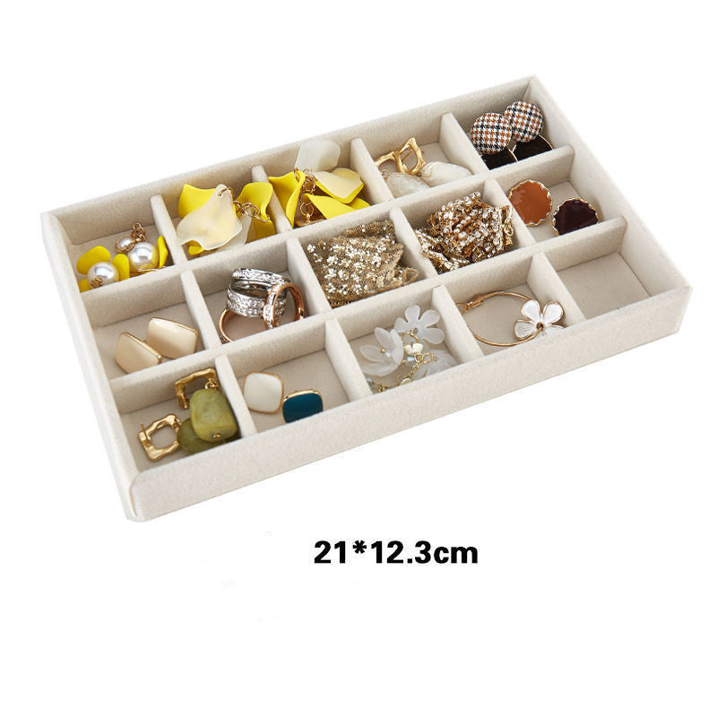 Home Large Capacity Flannel Jewelry Box With Earrings Nails Hand Accessories