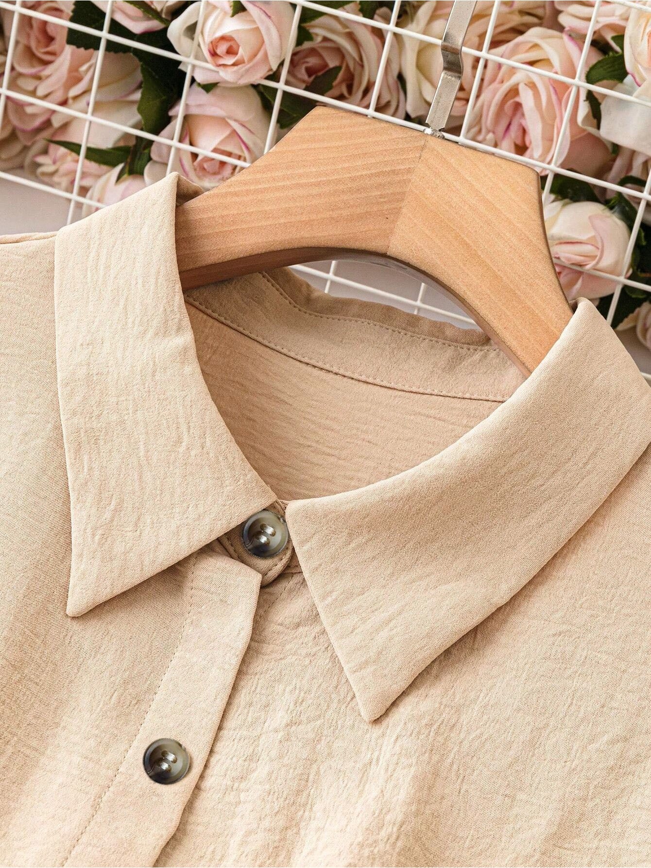 Collared Button-Down Shirt - Summer Vacation Casual Short-Sleeve Top For Outings
