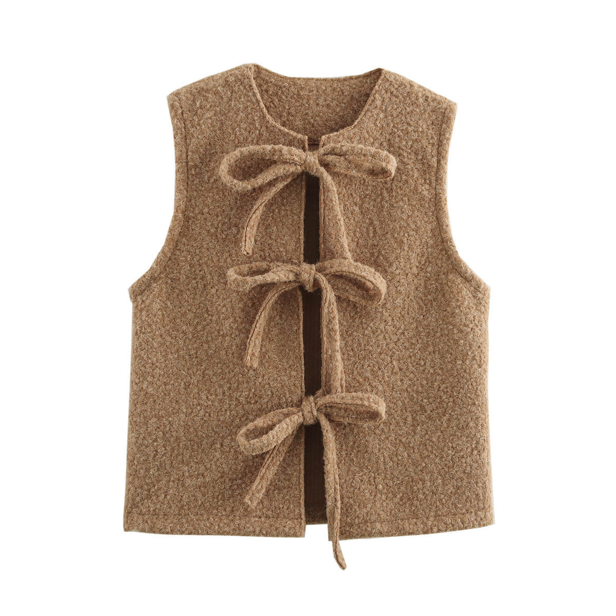 New Wool Quality Bowknot Decoration Vest Coat Women's