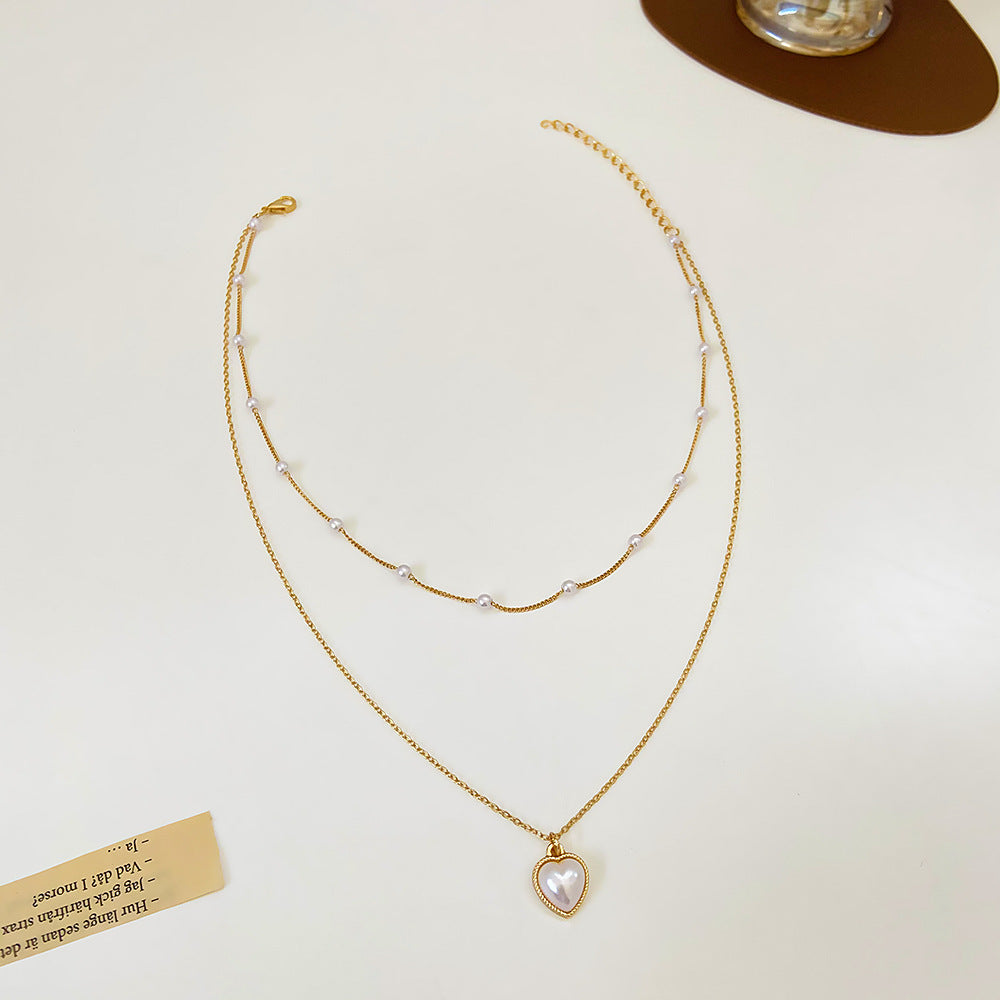 Pearl Necklace Double Layer Simple Women's