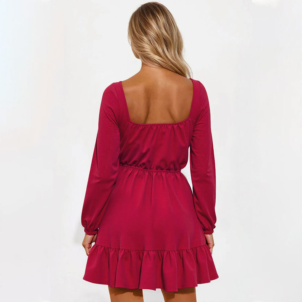 Simple Dress Square Collar Fashion Skirt For Women's