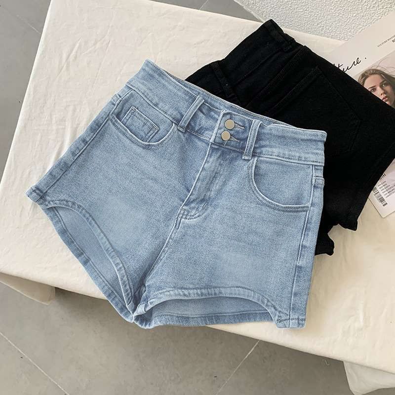 Thin Stretch High Waist Denim Shorts For Women's