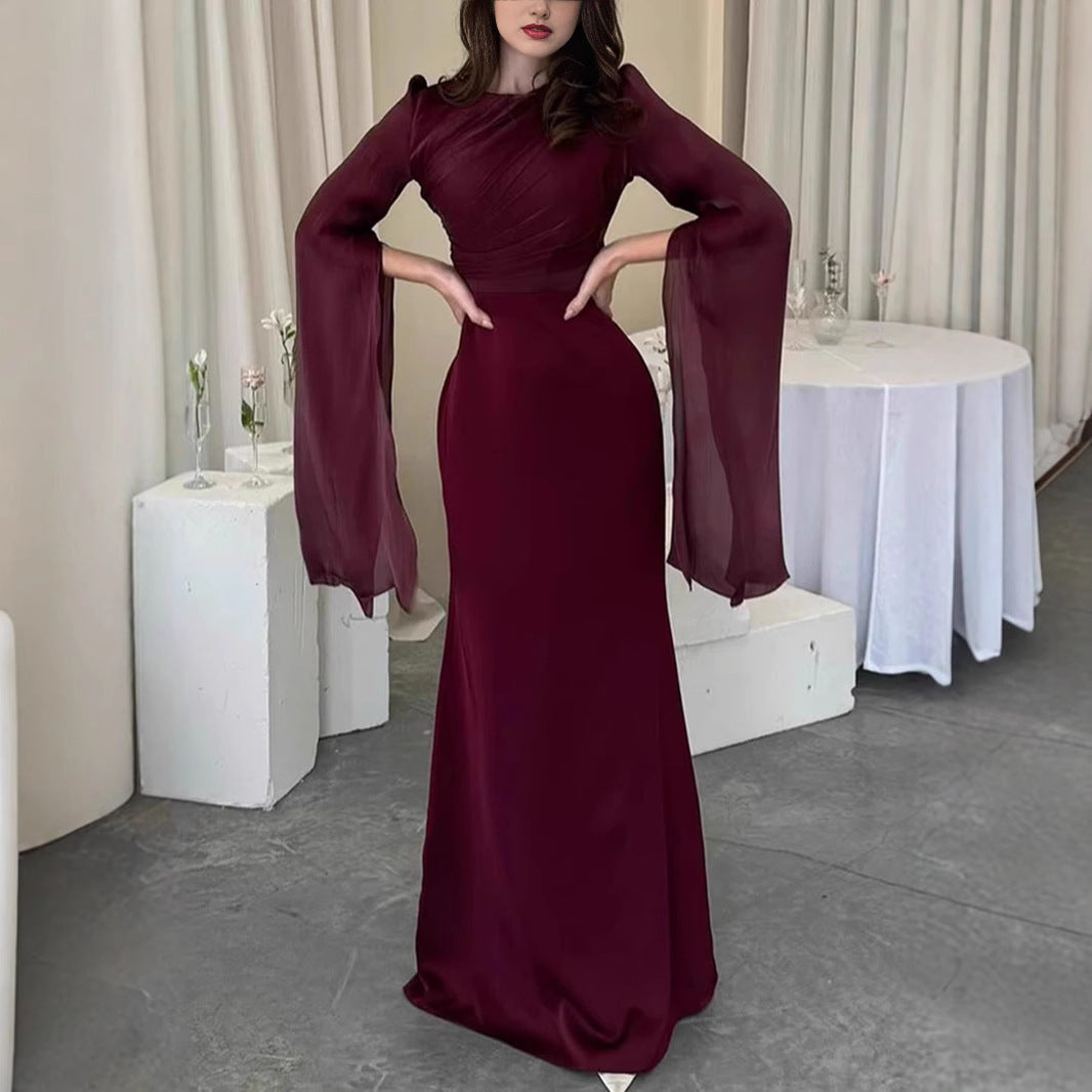 Fashion Temperament Crew Neck Slim Fit Dress For Women's