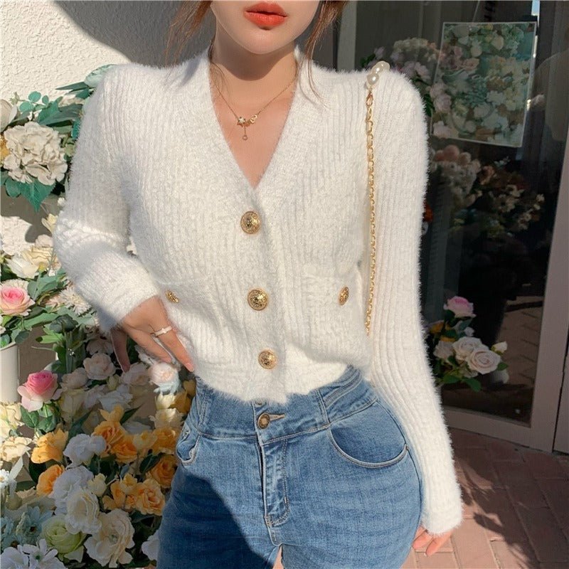 Korean Style Slim All Match Knitted Cardigan Top