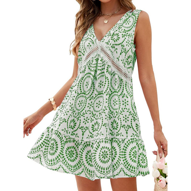 Summer Dresses 2025 Casual Boho Sleeveless V Neck Loose Cover Up Beach Sundresses