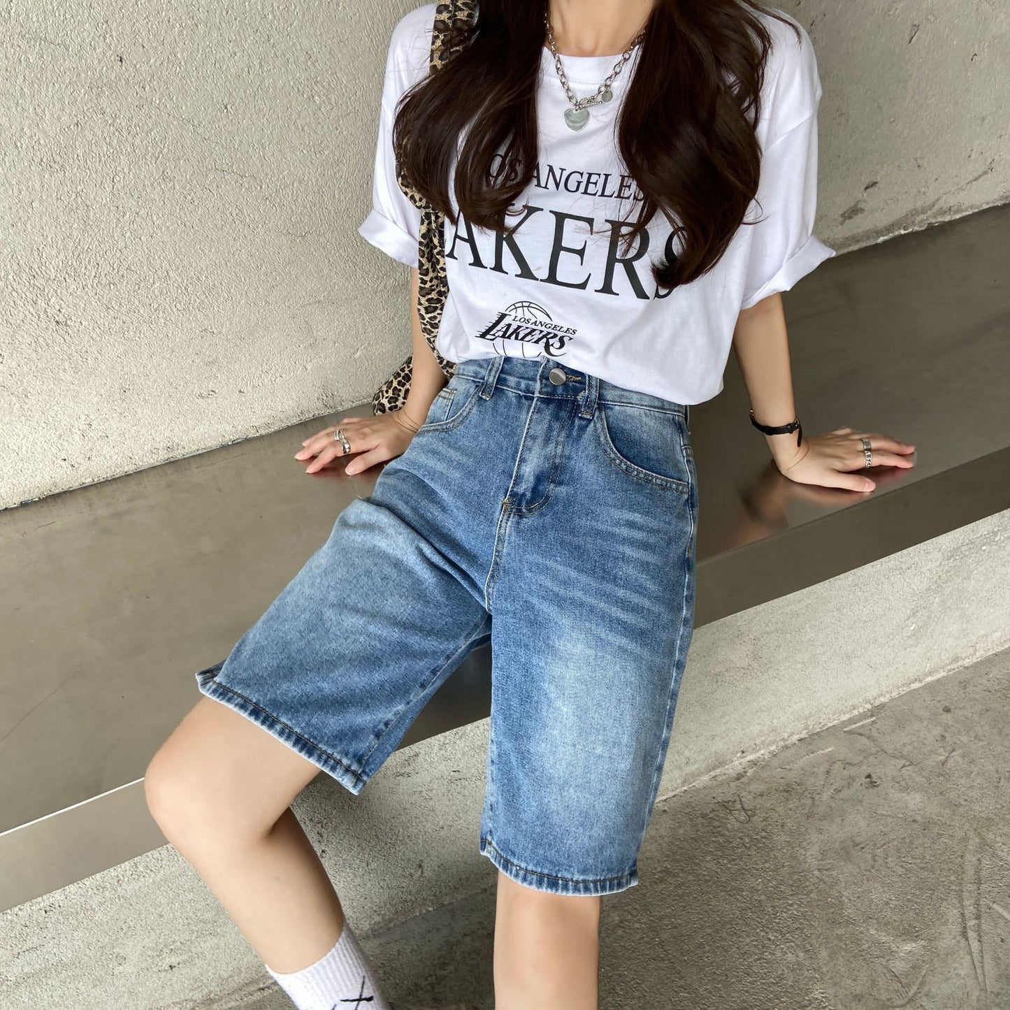 Retro High Waist Denim Jeans Shorts For Women's
