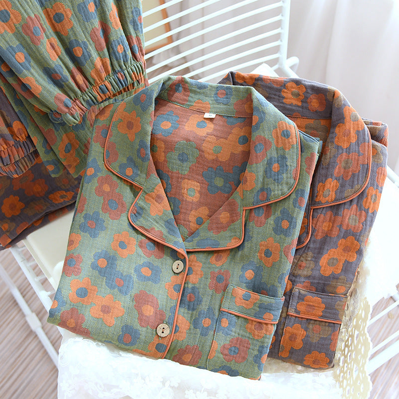 Cozy Printed Cotton Pajama Set - Long Sleeve & Pants Retro New Pure Cotton Pajamas For Women
