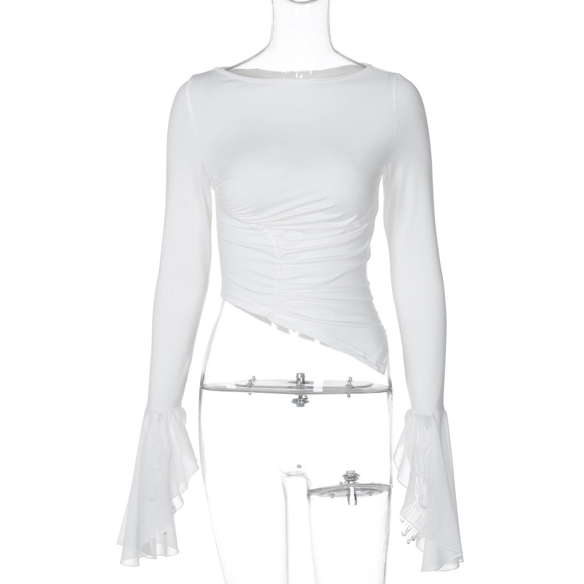 Fashion Tight Pleated Mesh Top For Women's