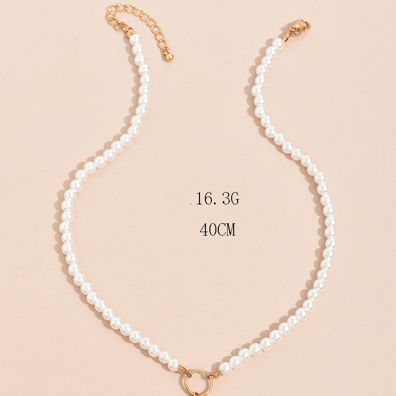 Romantic Pearl Heart Pendant Necklace – Vintage-Inspired Choker Fashion Necklace Cold Wind Clavicle Chain For Women's