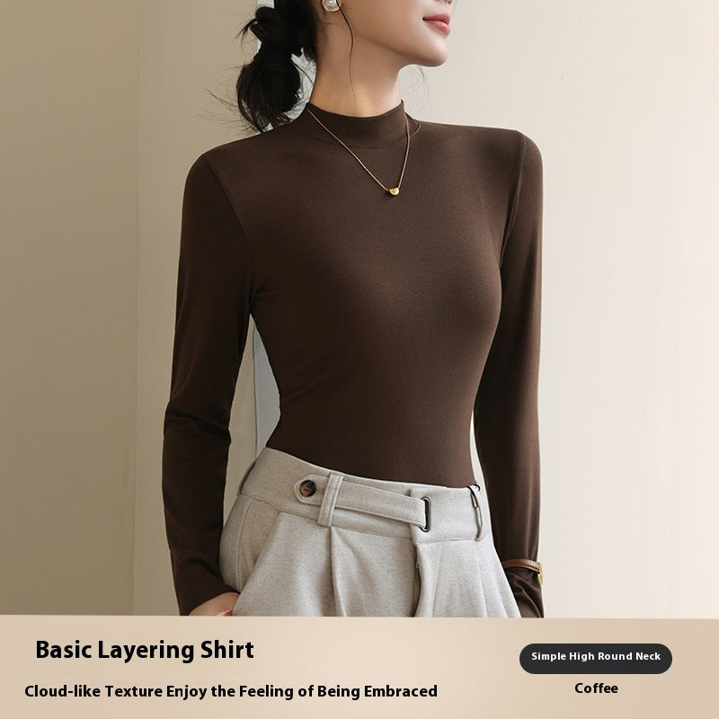 Half Turtleneck Bottoming T-Shirt Women's Autumn And Winter New Western Style