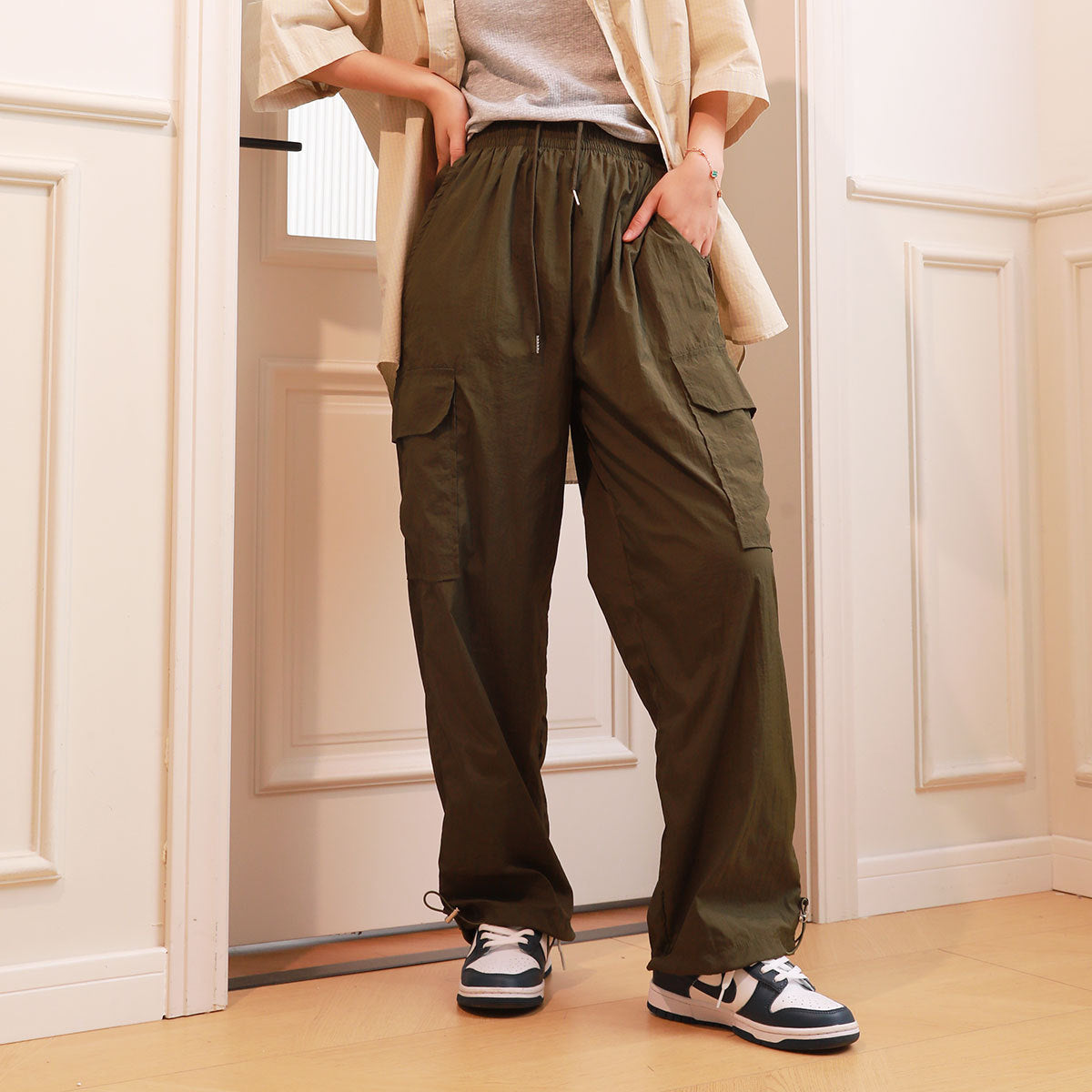 Everyday Easy Cargo Pants Ankle Banded Working Pants Loose All-match Wide Leg Pants