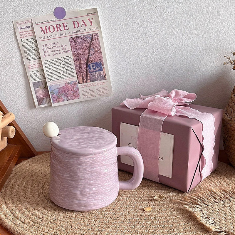 Textured Ceramic Mug & Spoon Gift Set with Bag Rock Textured Ceramic Coffee Niche Mug