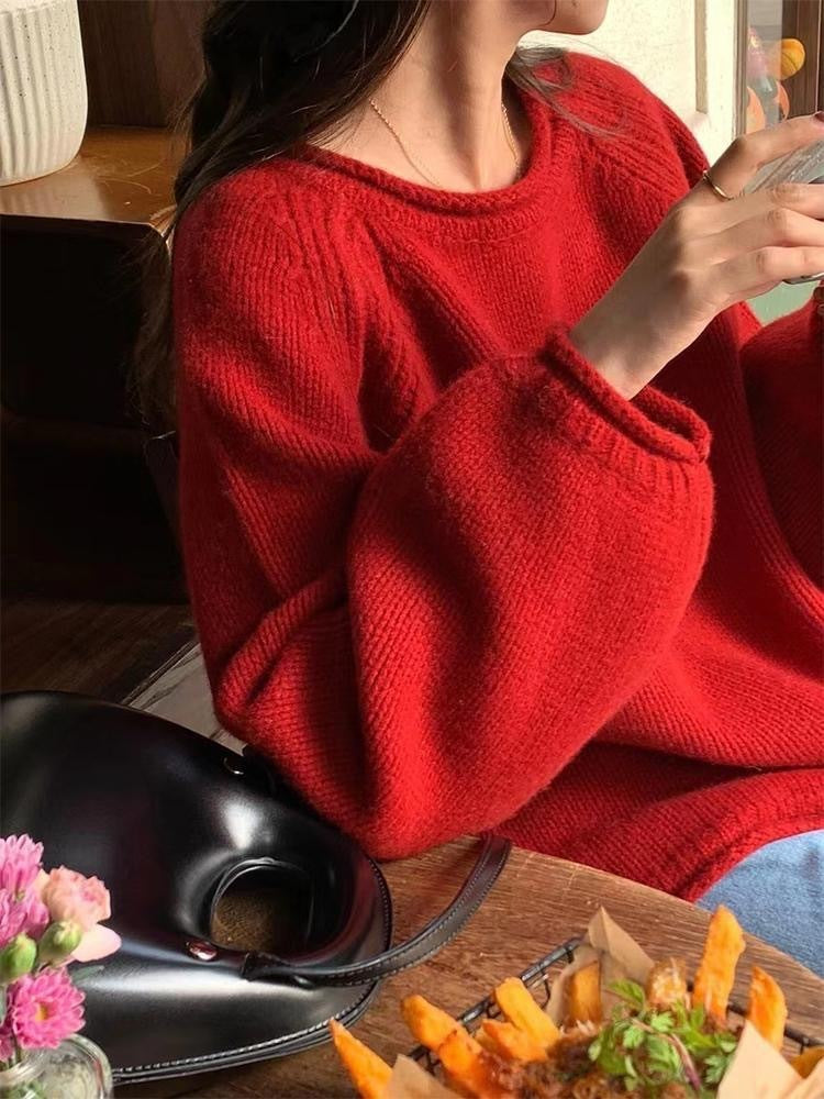 Cloud Knit™ Balloon Sleeve Pullover – Ultra Soft & Chic Comfort New Korean Style Gentle Pullover Top