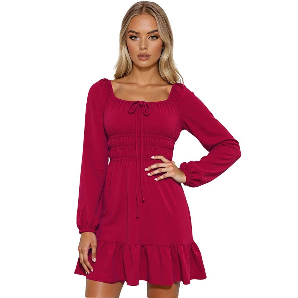 Simple Dress Square Collar Fashion Skirt For Women's