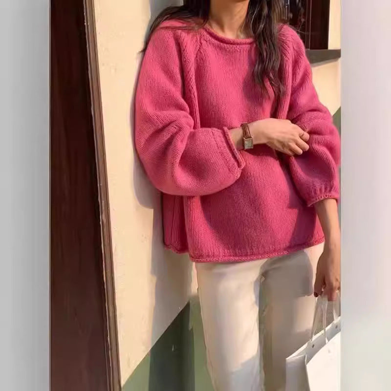 Cloud Knit™ Balloon Sleeve Pullover – Ultra Soft & Chic Comfort New Korean Style Gentle Pullover Top