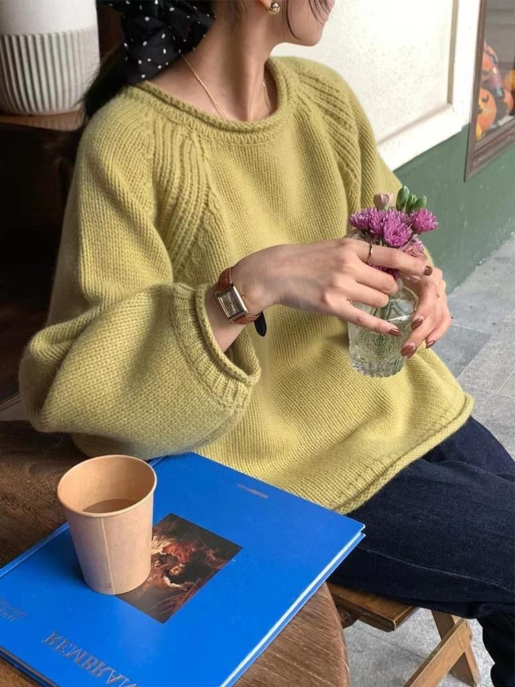 Cloud Knit™ Balloon Sleeve Pullover – Ultra Soft & Chic Comfort New Korean Style Gentle Pullover Top