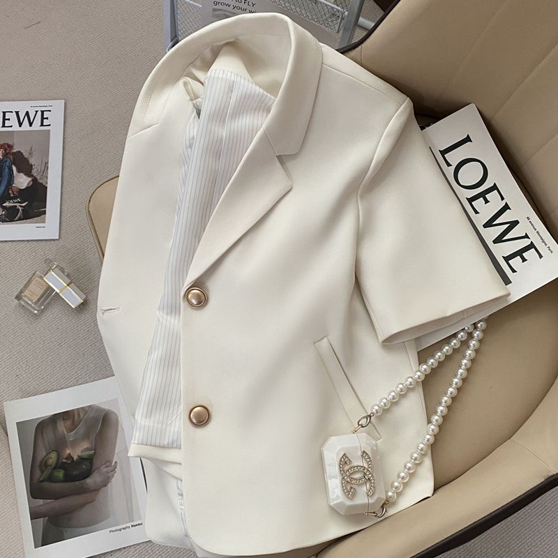 Creamy-white Short-sleeved Suit Jacket For Women's