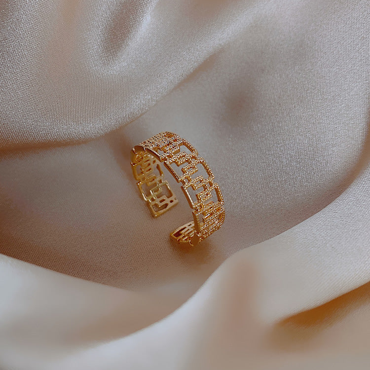 Woven Twist Net Celebrity Ring Women