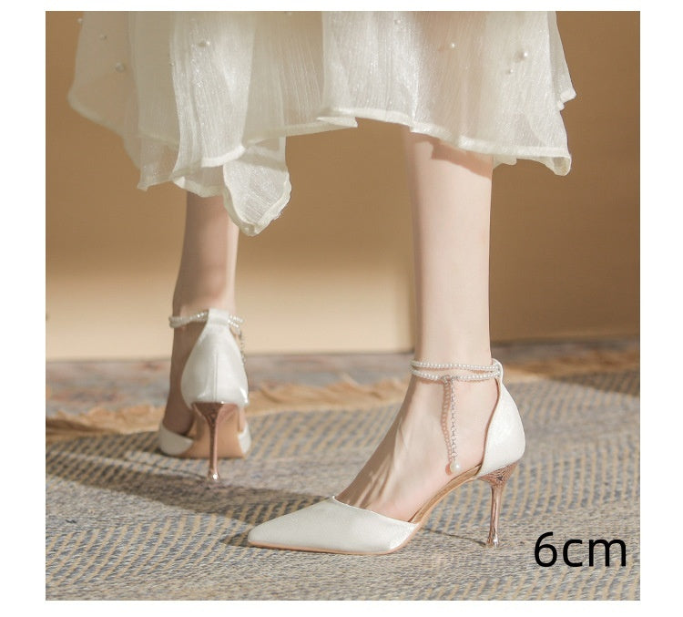 Pearl Ankle Strap Heels – Elegant 6cm & 8cm Heels for Parties & Occasions