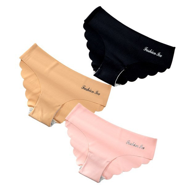 Seamless Scalloped Edge Panties - No Show Briefs for Women Panties For Women Seamless Panty Set Solid Invisible