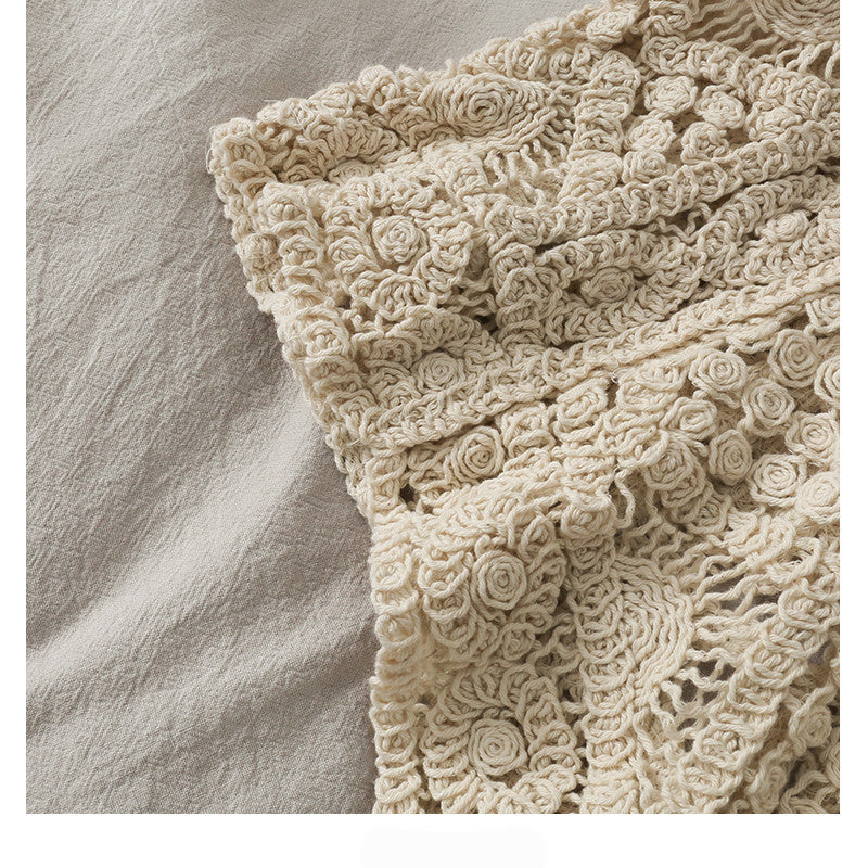 Elegant Crochet Panel Blouse | Sheer Sleeve Square Neck Top Women's Chiffon Panel Puff Long Sleeve Top