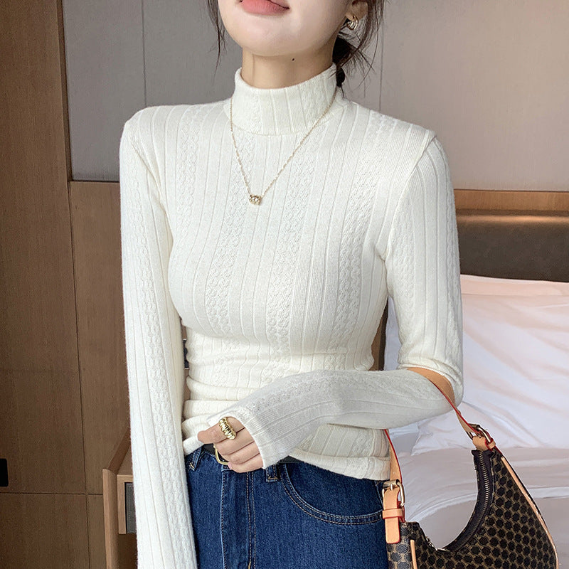 Knitwear Bottoming T-Shirt Women's Autumn And Winter Western Style Inner Wear Half Turtleneck
