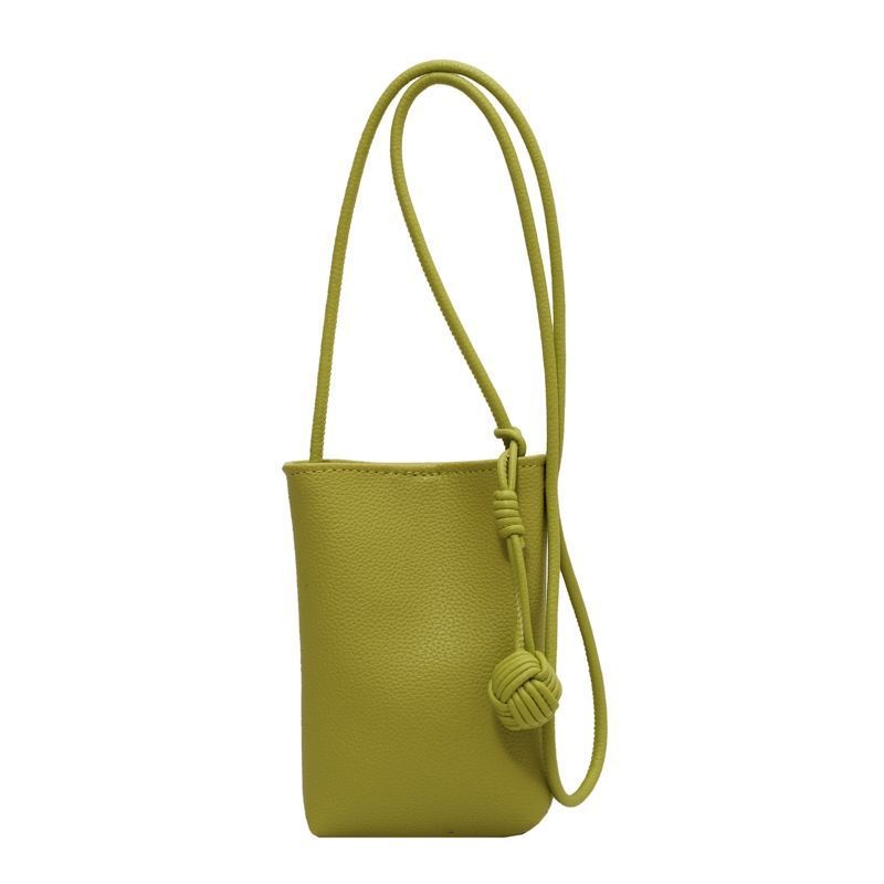 Chic Minimalist Phone Sling Bag with Pom-Pom Detail Crossbody Bag Mini Phone Bag