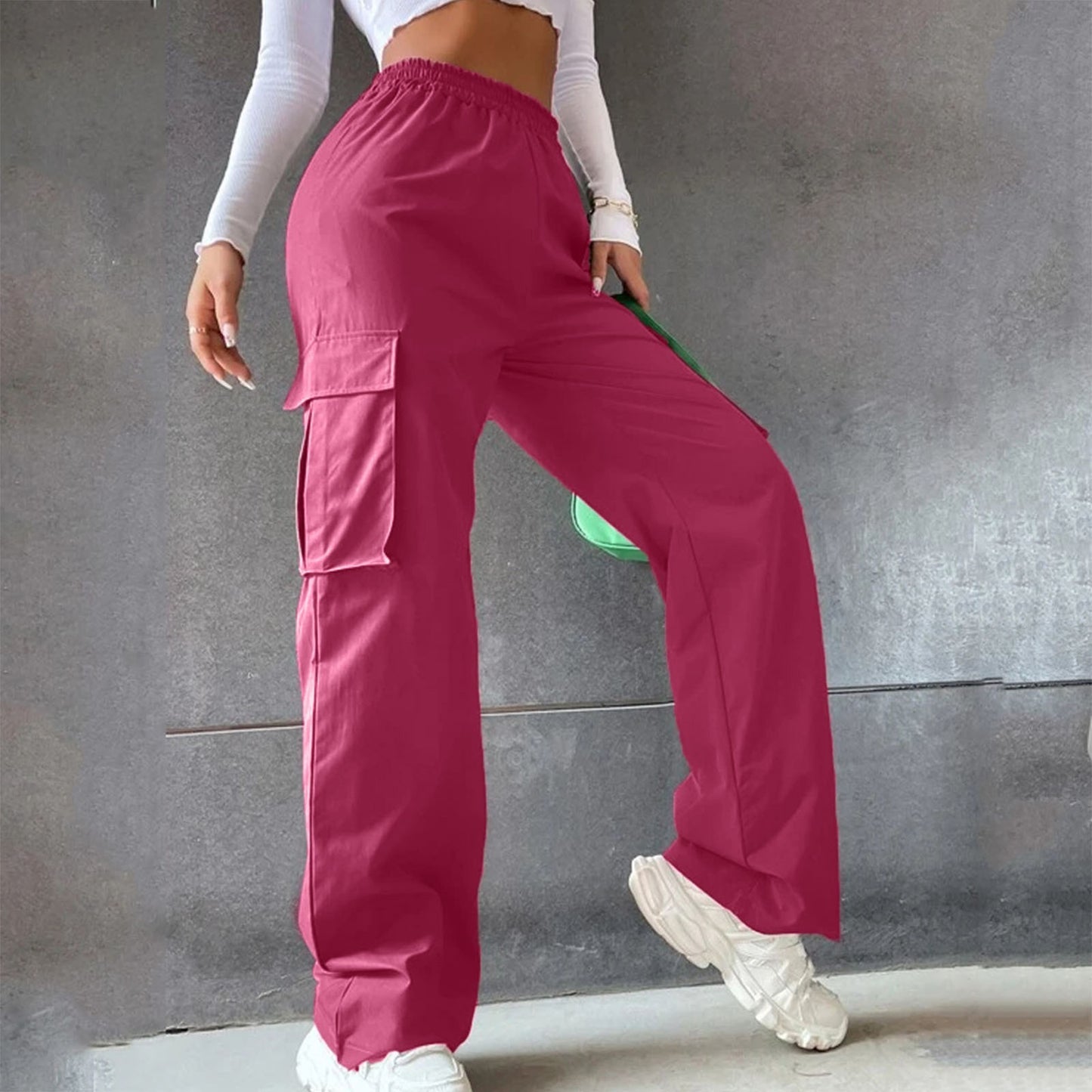 Urban Flex Cargo Pants – Bold Colors, Bigger Moves No Belt Pants High Waist Season Wide Leg Pants Straight Loose Temperament Commuter Pants