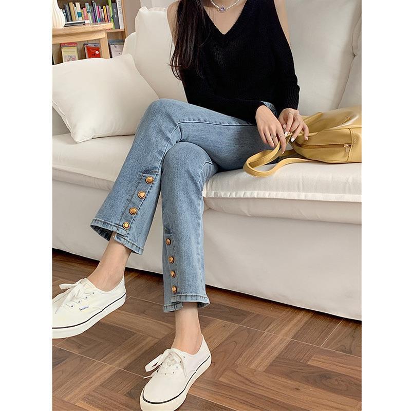 Side Button Slim Jeans – Chic, Modern, and Effortlessly Cool High Waist Slimming Retro Jeans For Women