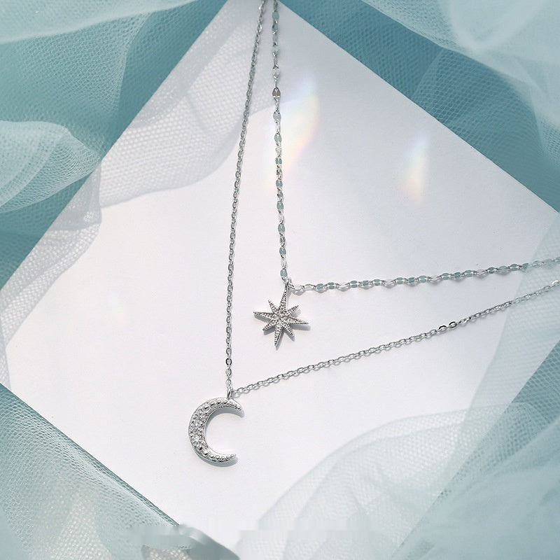 Celestial Charm Layered Necklace – Shine Like the Stars Asterism Moon Double-layer Necklace For Women